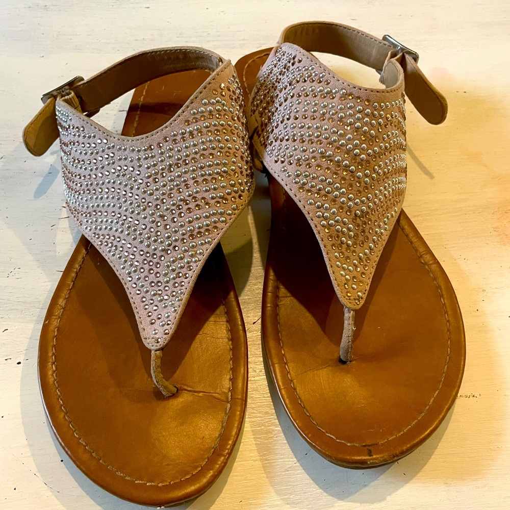 Faded Glory Sandals Size 9 Brown, tan & gemstones